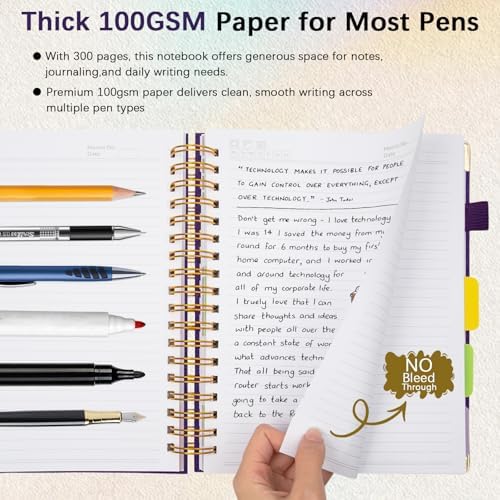 Hardcover Spiral Notebook with Tabs & Dividers, 8.5"x11" 5 Subject