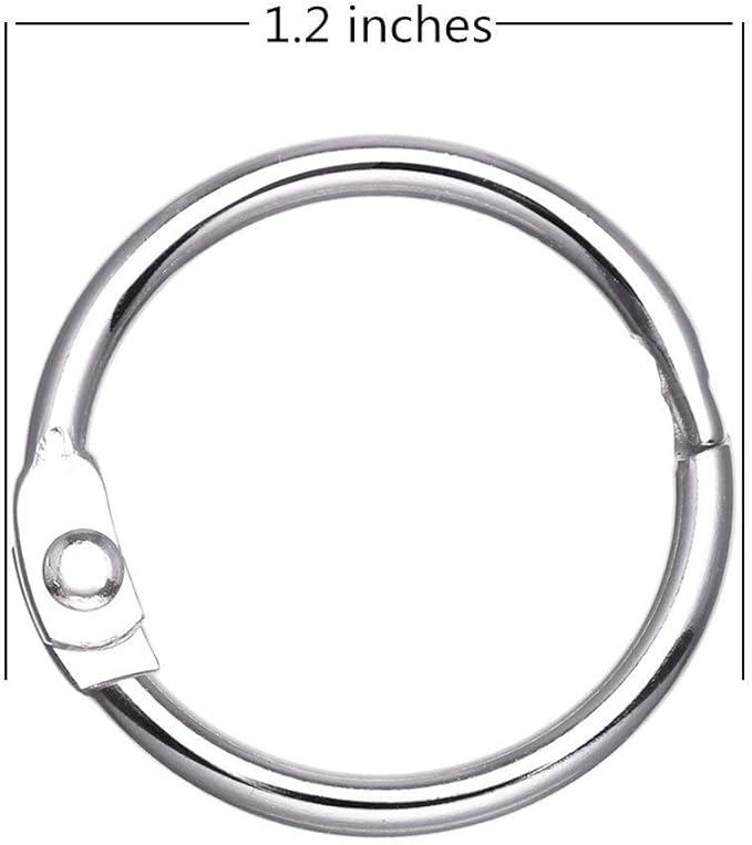 Antner 1.2 Inch Loose Leaf Binder Rings, 50 Pack Nickel Plated Small Metal Office Book Rings Keychain Keyrings for Paper, Index Cards, Flashcards, Scrapbooks, Home and Office Documents Organization