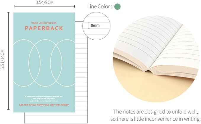 Monolike Objet Paperback Line Notebook - 01. Mint_Design note, Mini note, Simple note, Notebook, 192 Pages, 4.13x6.69