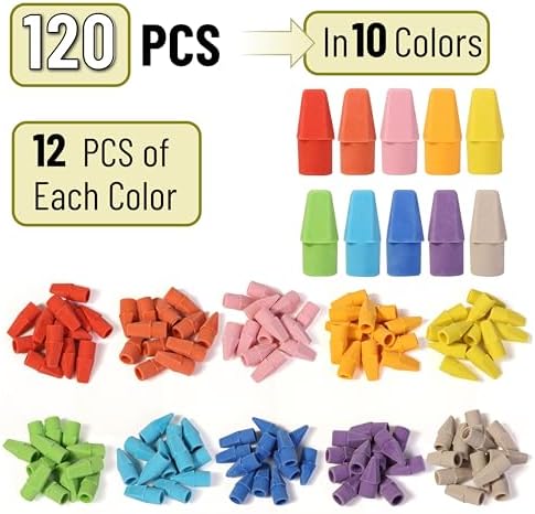 Mr. Pen- Pencil Erasers Toppers, 240 Pack, Colorful, Latex Free, No Smudge