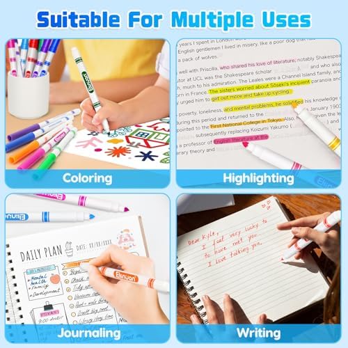 Ellinjan 256 Count Washable Markers Bulk, 16 Assorted Colors, Colored Thin Marker with Conical Tip, Washable Markers for Kids, Bulk Marker for Classroom, School Art Supplies for Students Teachers