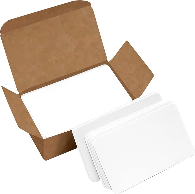 VANRA 300 Small Blank Cards 3.5x2 inches Color Cardstock Study Flash Cards Index Cards, Unruled with Rounded Corners (White, 300/Pack)