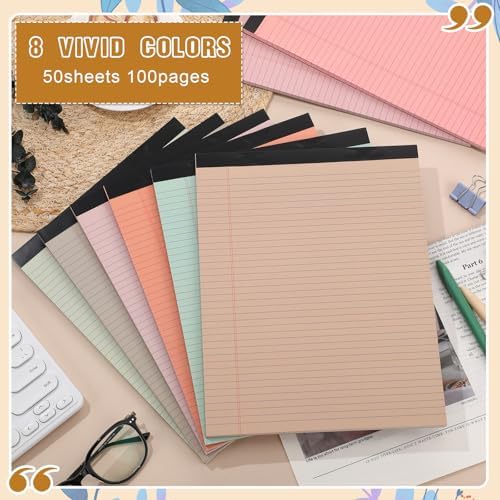 Fuutreo 8 Pcs Legal Pads 8.5 x 11 Colored Note Pads, Bohemian Color