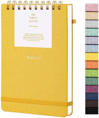 TSFPapier A5 Top Spiral Notebook, Fabric Hardcover College Ruled Journal
