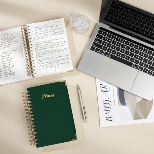 Spiral Notebook Journal, 328 Pages Linen Hardcover College Ruled Notebook, Lined Thick Journals for Women Men, A5 Thick Spiral Journal for Writing, 100GSM Paper, Cute Notebooks for Work School