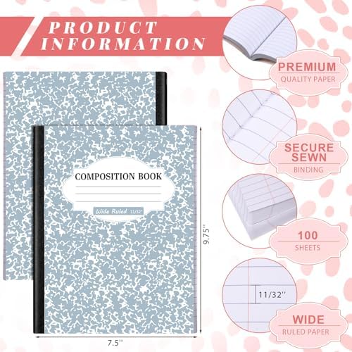 Colarr 12 Pack Composition Notebook Wide Ruled Marble, Taro Color