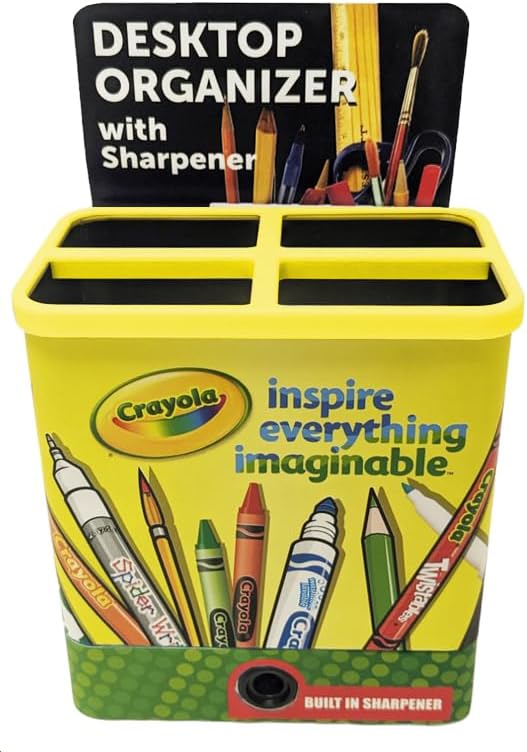Tin Box Company, Tin Organizer with Sharpener at Bottom, Crayola