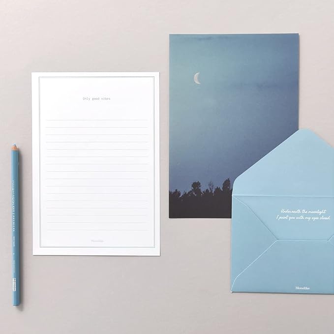 Monolike Photo, Moon Letter Paper and Envelopes Set - 8Type, 32 Letter Paper + 16 Envelopes