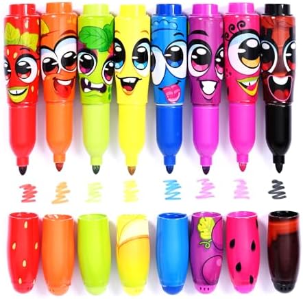 Scentos Scented Jumbo Markers 8 Pack,Fruit Scent, 8 Colors, Different Fruity, Washable Markers for Kids, Kid Approved, Non Toxic Chunky, Design for Little Hands, Back to School Classroom Supplies
