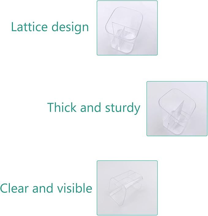 Newkita Acrylic Clear 3 Slots Pencil Pen Holder for Desk, Desktop Makeup Brush Storage Organizer Pen Cup Stand for Office School Home