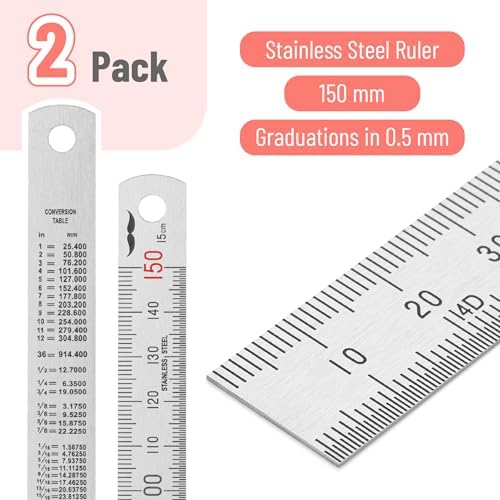 Mr. Pen- Machinist Ruler, 2 Pack, 150mm, Stainless Steel Imperial