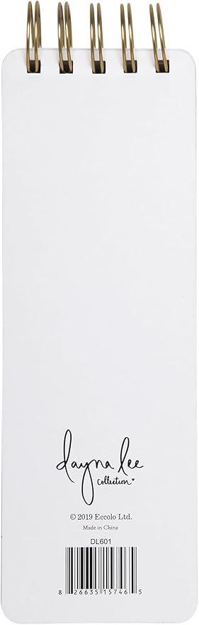 Eccolo Dayna Lee Collection Go-Getter White "Big Ideas" 3x8.5" Hardcover Spiral Memo Pad, 300 Pages