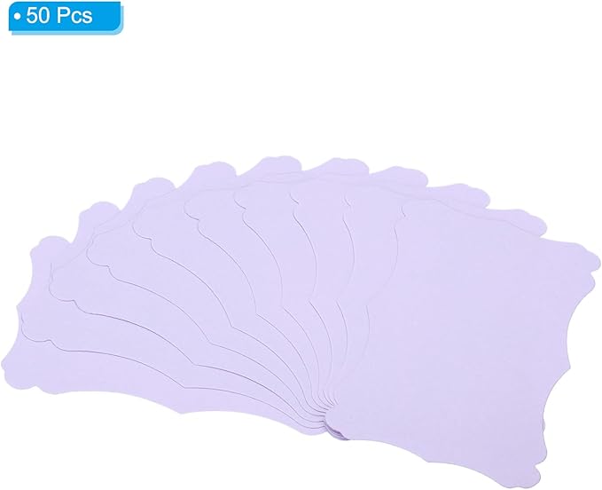 PATIKIL 3"x5" Blank Paper Business Cards, 50 Pack Small Index Flash Cards Words Message Note Card Mini Paper Tags Lace for DIY Gift, Light Purple