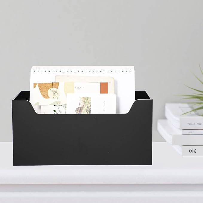 Kamehame Mail Organizer Black Mail Holder Countertop Acrylic Letter Holder Box Vertical Bill Envelope Sorter Basket for Desk Mail Storage Organizer Mailbox for Desktop Office Counter