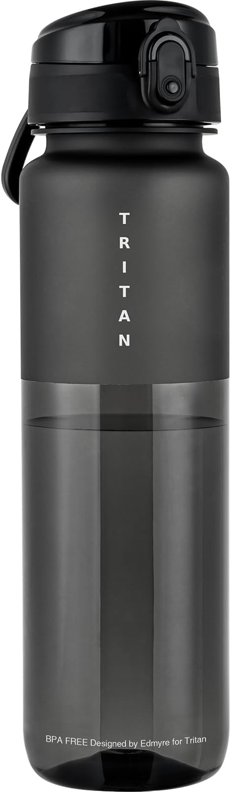 32oz Water Bottle with Chug Lid, Frosted & Clear Tritan BPA-Free, Leakproof, Wide Mouth, Portable Sports Water Bottle for Gym, Office, Travel, Outdoor (Black)