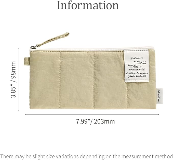 Monolike Archive247 Cushion Pencil Case, 01. Beige - Pencil Pouch, Portable Pencil Bag, Pencil Case, Office Pouch case, Cushion, Soft, Vintage