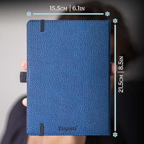 Dingbats* Wildlife Grid Writing Journal Notebook A5 - Vegan Leather Hardcover - Ideal for Work, Travel - Pocket, Elastic Closure, & Bookmark