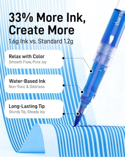 JusArt Dual Tip Markers for Adult Coloring Books, 24 Colors
