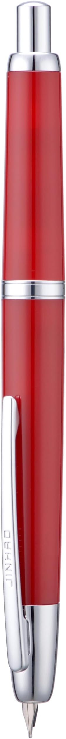 Jinhao 20 Press Fountain Pen, Palace Red Retractable Extra Fine Nib with Ink Converter Set (Silver Clip)