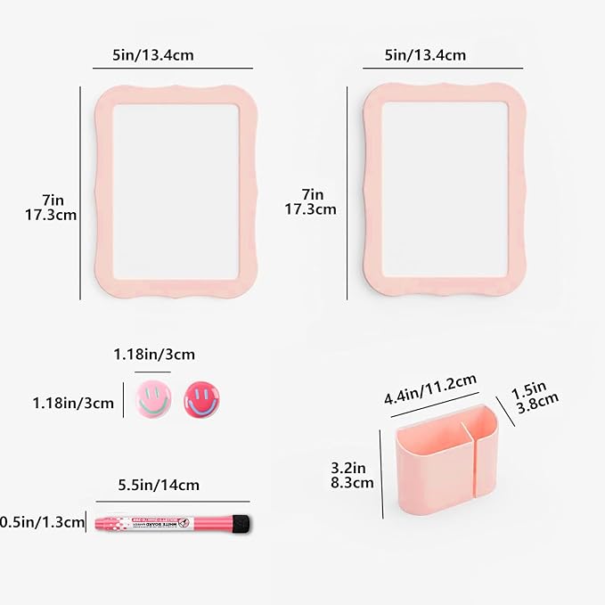 Locker Accessories for Girls Boys with Locker Mirror, Magnetic Whiteboard, Cute Smiley Face Magnets, Back-to-School Locker Decorations, Ideal for Office School Locker (Pink Locker Decor Set)