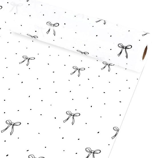 Black Bow Bulletin Board Roll Reusable Waterproof Erasable Black Bow and Book Non-Woven Fabric Bulletin Board Roll Bows Poster for Teacher Classroom Decors Wrap Crafts 15.75" x 20ft