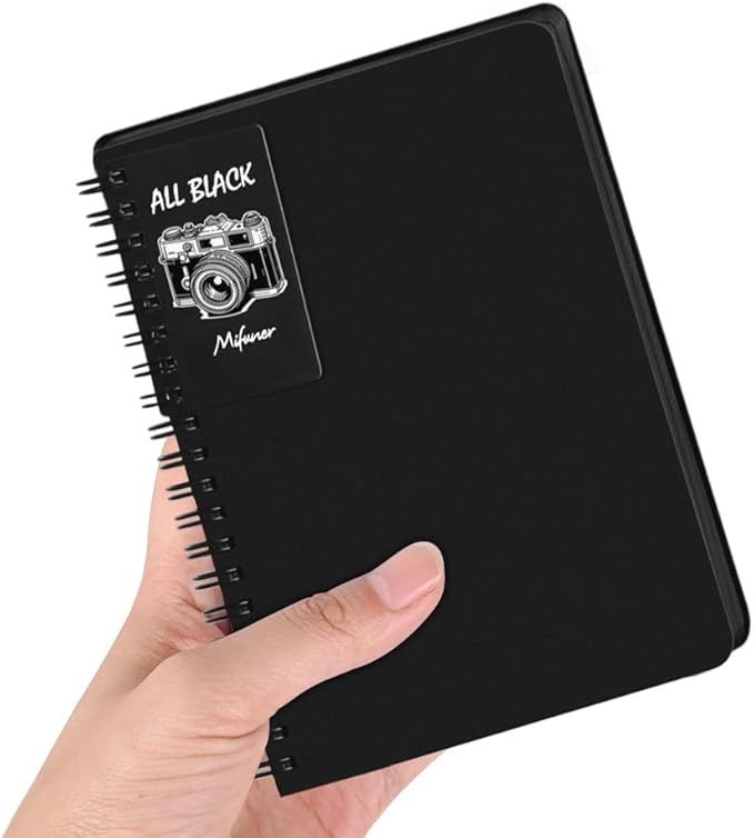 5x7in Black Paper Mixed Media Sketchbook, 110gsm Spiral Bound Art Journal Sketchbook, 70Sheets Acid-Free Travel Pocket Sketch Pad for Drawing, Illustration, Ideal for Most Dry Media
