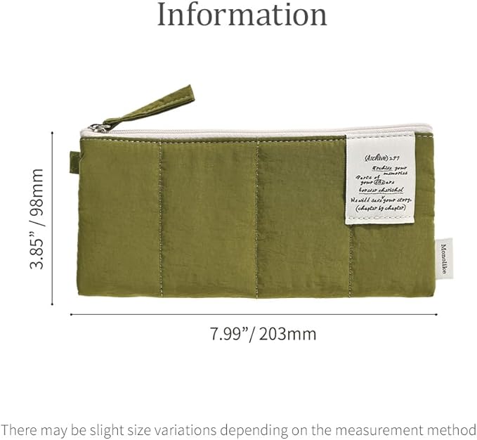 Monolike Archive247 Cushion Pencil Case, 03. Olive - Pencil Pouch, Portable Pencil Bag, Pencil Case, Office Pouch case, Cushion, Soft, Vintage