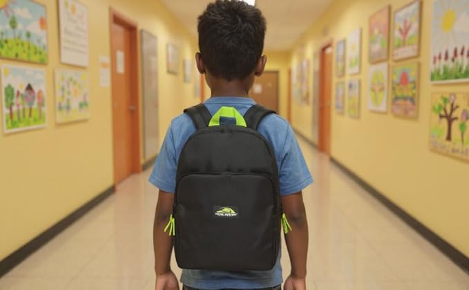 Trail maker 15 Inch Backpack for Kids, Preschool, Elementary & Middle School Students – Spacious Bookbag with Large Front Pocket, Adjustable Straps, Fits up to 13 Inch Laptop (Black Neon)