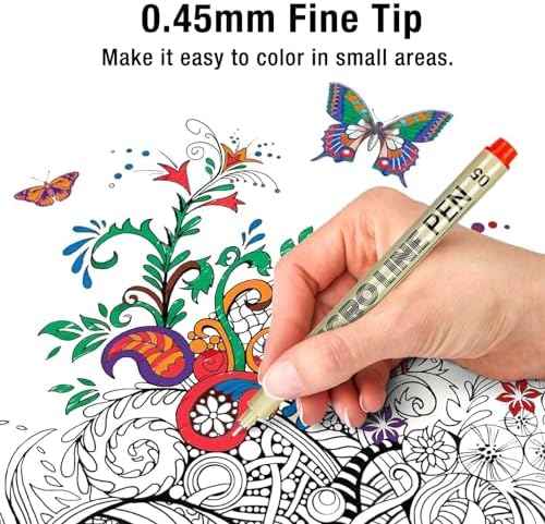 KERIFI 05 Micro Fineliner Drawing Art Pens: 12 Colors 0.45mm Multiliner Fine Liner Pens, Fine Point No Bleed Waterproof Archival Ink Pen Set for Bible Journal Watercolor Zentangle Kit Stuff Supplies