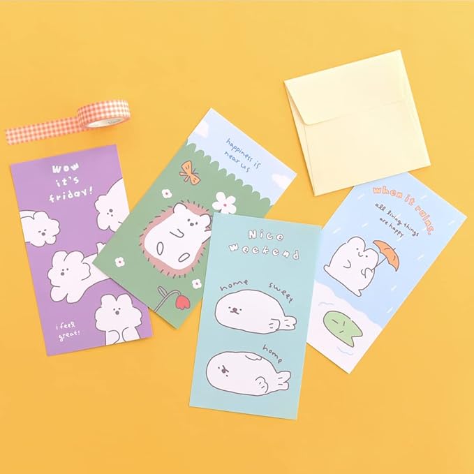 Monolike Story town Afternoon C Mini Letter Paper and Envelopes Set - 8Type, 32 Letter Paper + 16 Envelopes