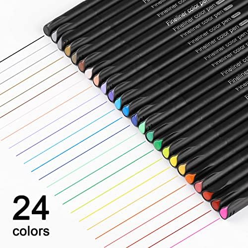 Dyvicl Journal Planner Pens Colored Pens, 24 Colors 0.4mm Fineliner Pen Set Fine Point Markers Drawing Pens for Journaling, Note Taking, Calendar, Adult Coloring, Scrapbooking