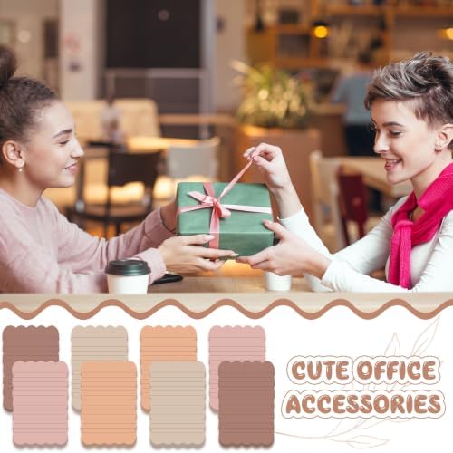 Eaasty 8 Pack Scalloped Sticky Notes Lined 4" X 6" Brown Memo Pads