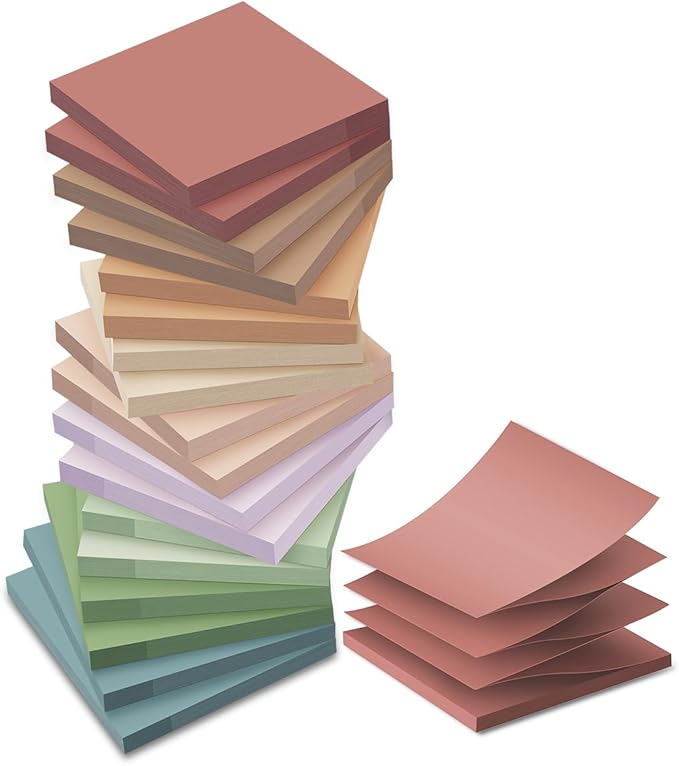 (18 Pack) Pop Up Sticky Notes Refill,3x3 in Popup Notepads,Accordion Stickies Super Sticking Power,Office School Memo Note Pads Vintage Colors,Post on Windows Doors,Recyclable,Easy to Write on