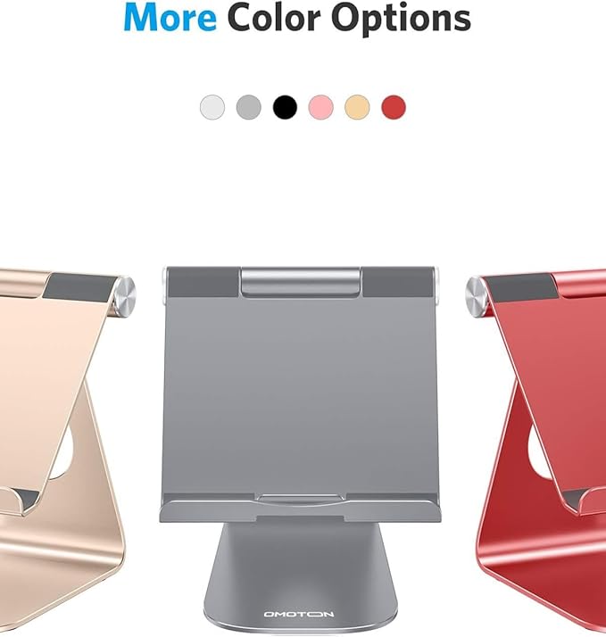 OMOTON Tablet Stand Holder Adjustable, T1 Desktop Aluminum Tablet Dock Cradle Compatible with iPad Air/Mini, iPad 10.2/9.7, iPad Pro 11/12.9, Samsung Tab and More, Grey