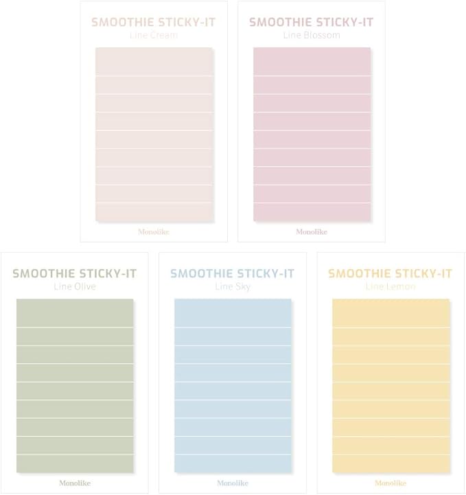 Monolike Smoothie ver.2 Line Sticky-it - 5p Set Self-Adhesive Memo Pad 50 Sheets