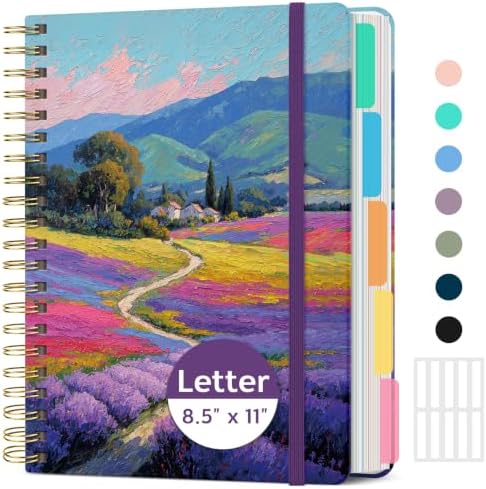 Taja Large Spiral Notebooks for Work 5 Subject with Removable Dividers