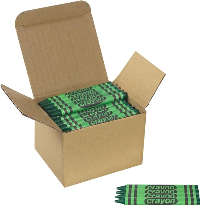 Green Crayons Bulk - 80 Count Regular Size Single Color Crayon Refill, Non-Toxic Art Supplies for Teachers, Classrooms and School Projects