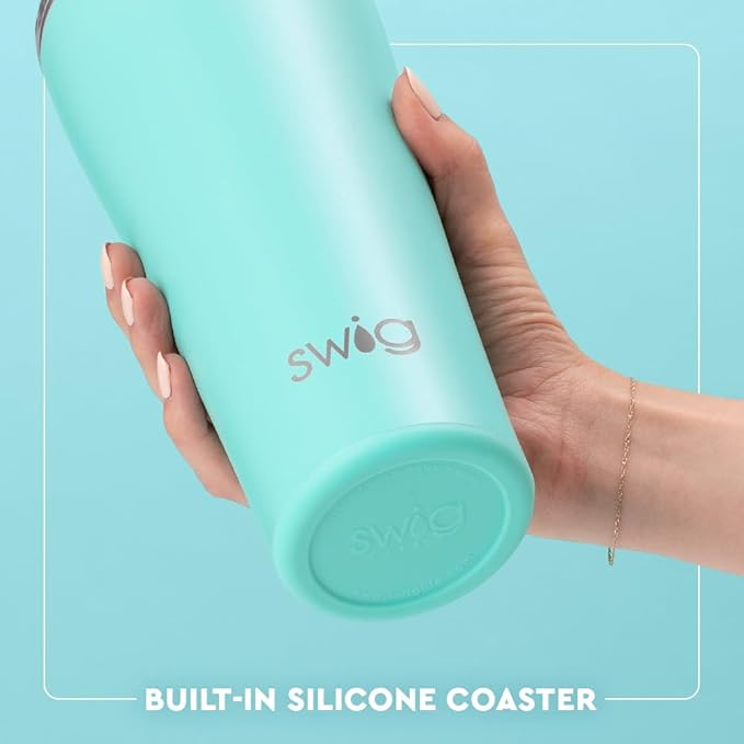 Swig Life 32oz Insulated Tumbler, Travel Coffee Tumbler with Lid, Cup Holder Friendly Travel Coffee Mug, Stainless Steel with Lid (Hot Pink)