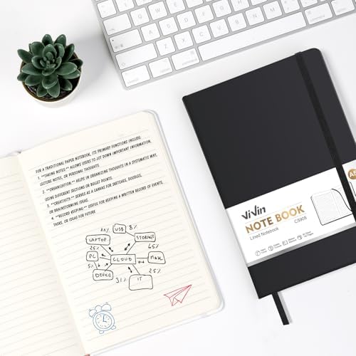 ViVin A5 Hardcover Lined Notebook,192 pg College Ruled 5.5x8.3