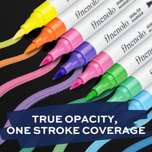 finenolo 72 Colors Acrylic Paint Markers, 36 Dual Brush Tip Art Markers