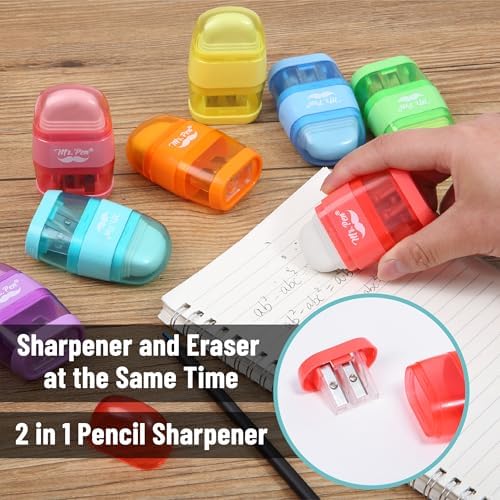 Mr. Pen- Pencil Sharpener & Eraser, 4 Pack