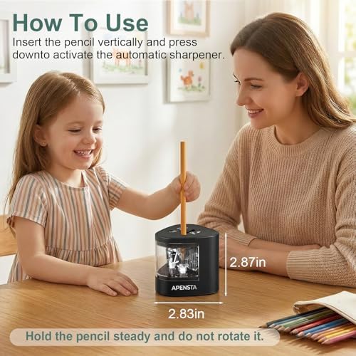 Automatic Electric Pencil Sharpener, Dual Hole, 6-12mm