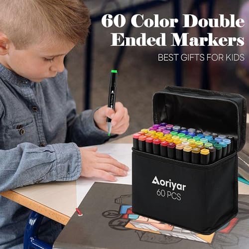Alcohol Markers Dual Tip Art - 60 Colors Marker Set
