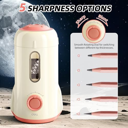 deli Electric Pencil Sharpener, Fully Automatic Pencil Sharpener,White