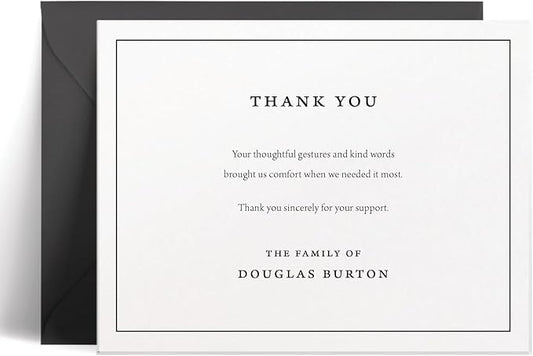 Personalized Stationery Notecards, Minimalist Custom Memorial Thank You Cards with Envelopes, Funeral Note Cards with Name & Prewritten Message for Bereavement Support - Comfort Flat