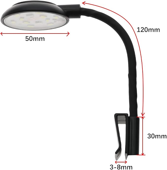5W Mini Aquarium USB Led Light with Power Switch for Small Fish Shrimp Tank Freshwater Planted Live Plant Grow Fish Tank Clip Light Black