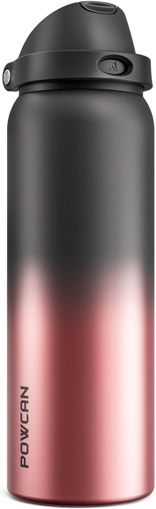 POWCAN 40 oz Stainless Steel Water Bottle: 2-in-1 Push-Button Spout & Quick-Flip Straw Lid, Leakproof, Keep Cold 24Hrs, BPA-Free, Insulated Water Bottle for Sports, School, Travel, Gym, Gift (Queen)