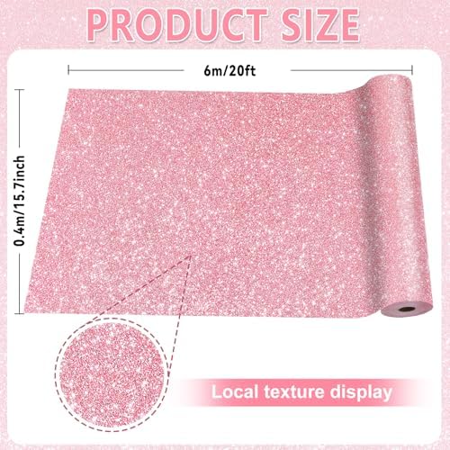 Glitter Pink Bulletin Board Roll Non-Woven Fabric Poster 15.7" x 20 Ft