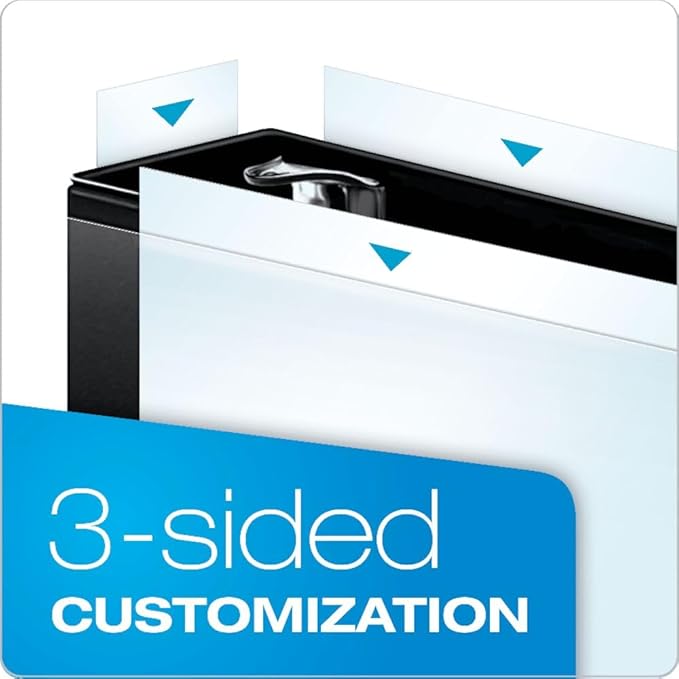 Cardinal 3 Ring Binder, 5/8 Inch Performer ClearVue Binder, Round Rings, 125-Sheet Capacity, Customizable ClearVue Covers, PVC-Free, Black (67125)