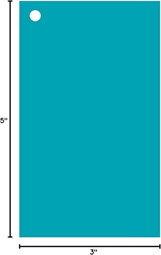 Colonial Cards: 150 Color Cardstock 3" x 5" Index Cards, Unruled with Corner 1-Hole Punched and 4 Binder Rings, Teal